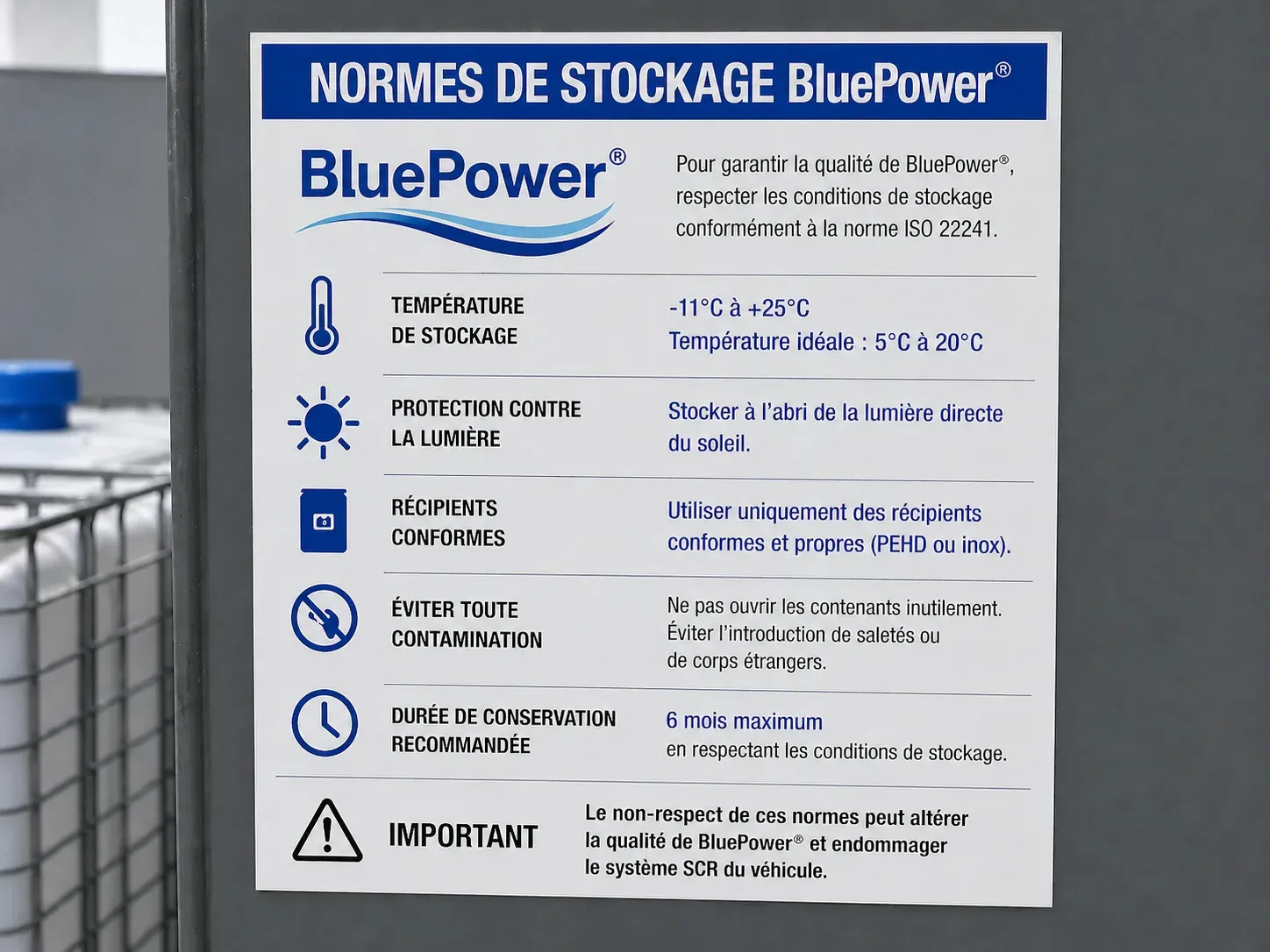 Stockage d'AUS32 en cuve IBC : normes, sécurité